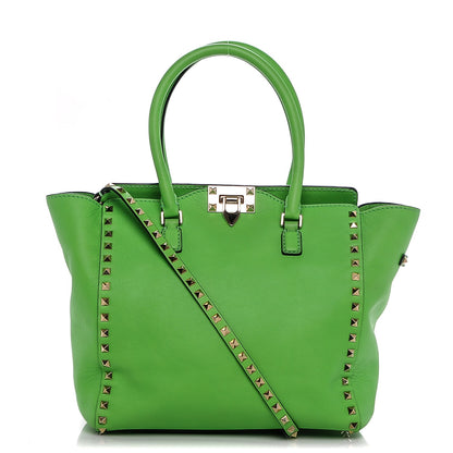 Valentino Garavani Vitello Rockstud Double Handle Tote Green Fluorescent 1 of 6