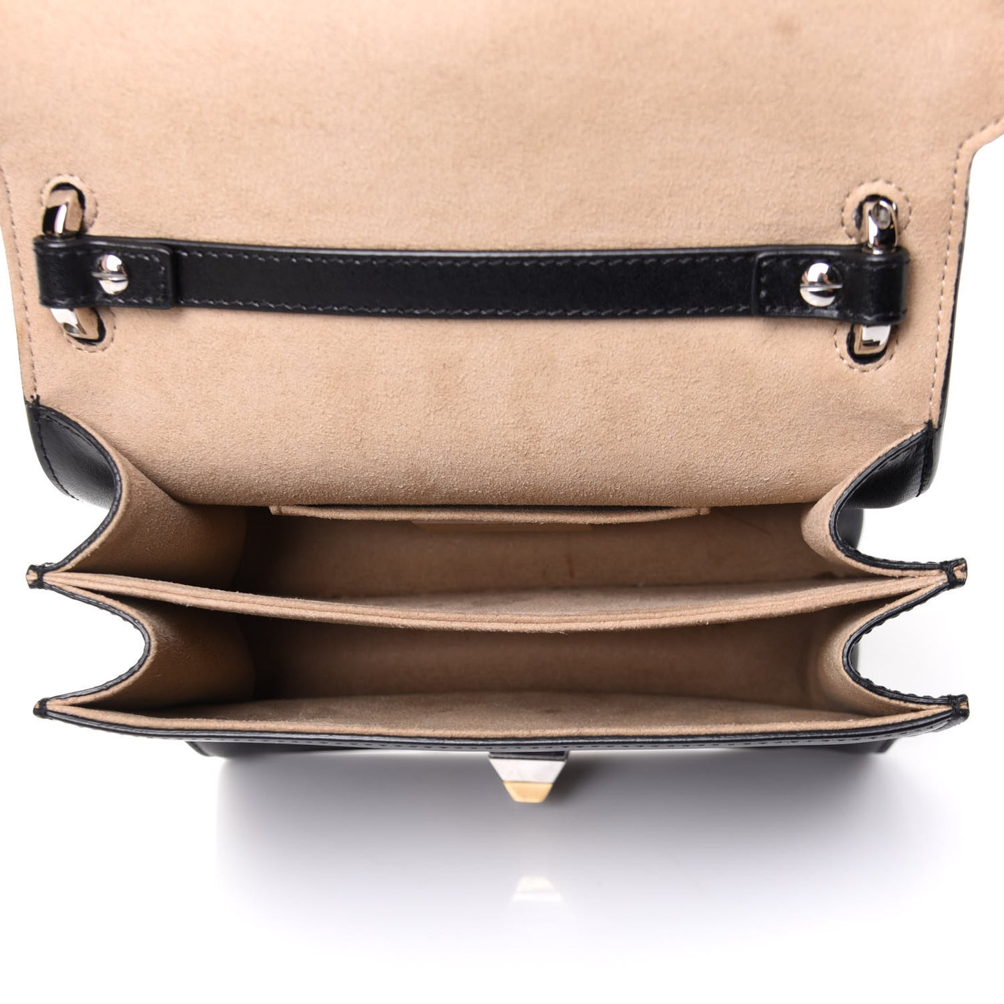 Vitello Liberty Pearl Scalloped Studded Small Kan I Shoulder Bag Black