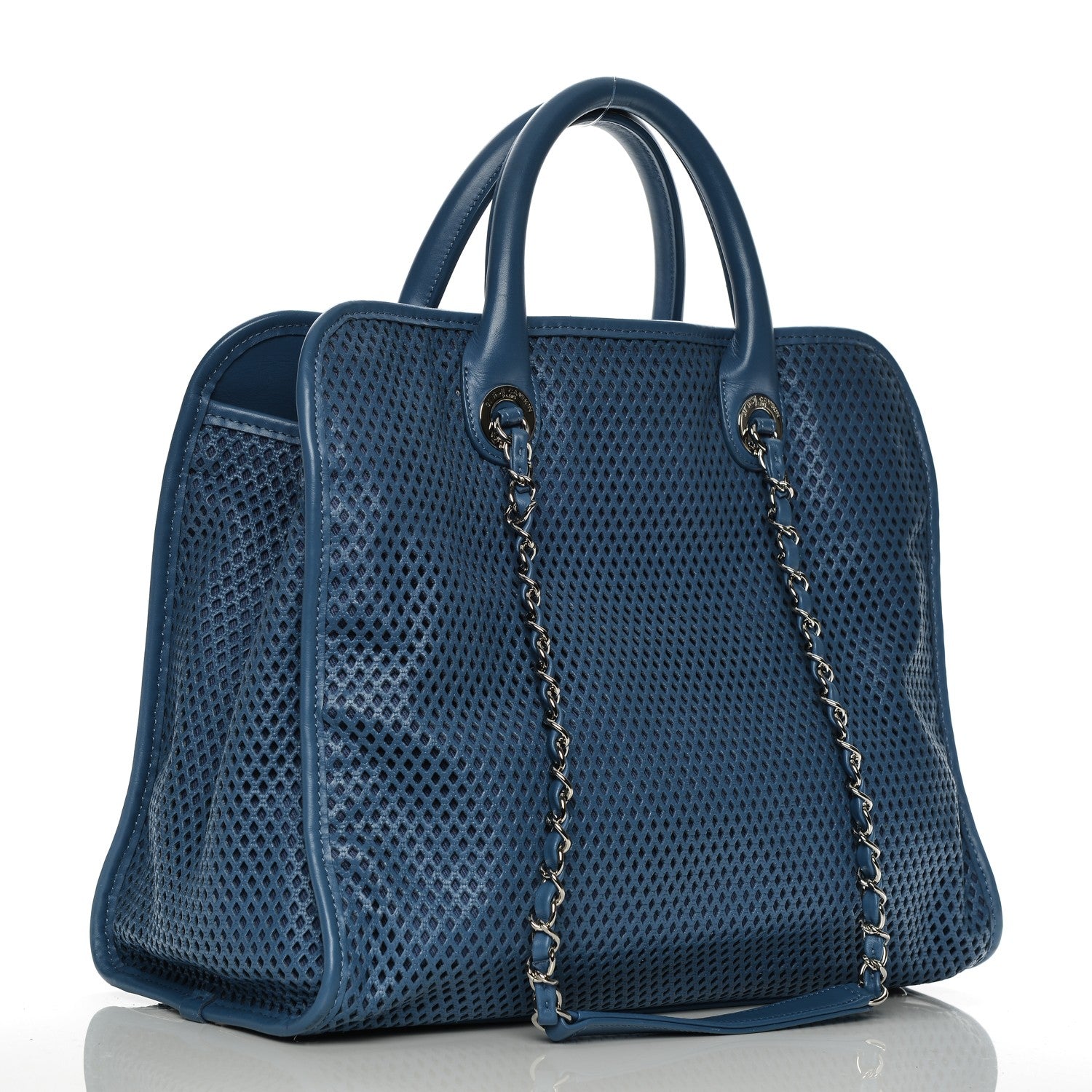 Chanel Calfskin Perforated Up In The Air Tote Dark Blue 3 of 7
