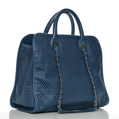 Chanel Calfskin Perforated Up In The Air Tote Dark Blue 3 of 7