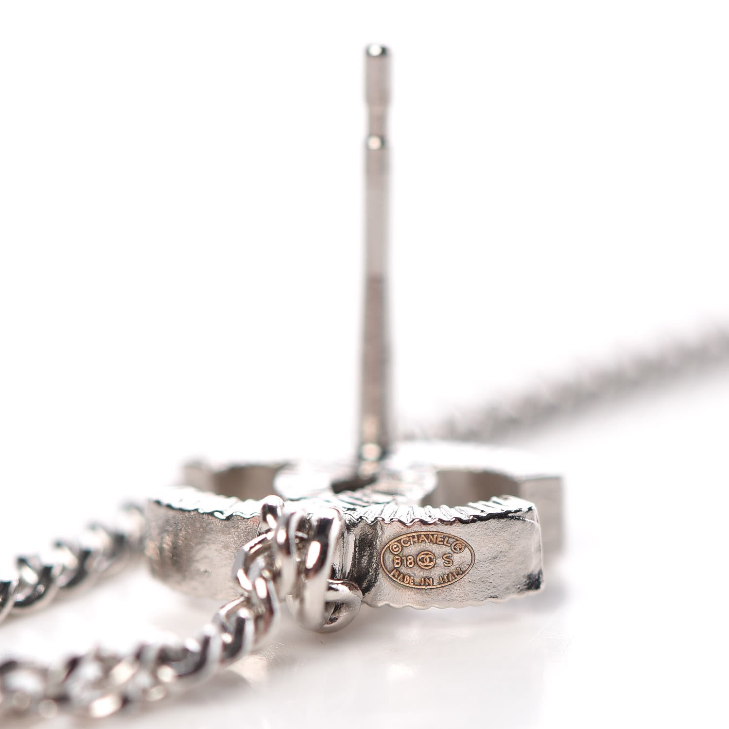 Chanel Crystal CC Drop Earrings Silver 5 of 6