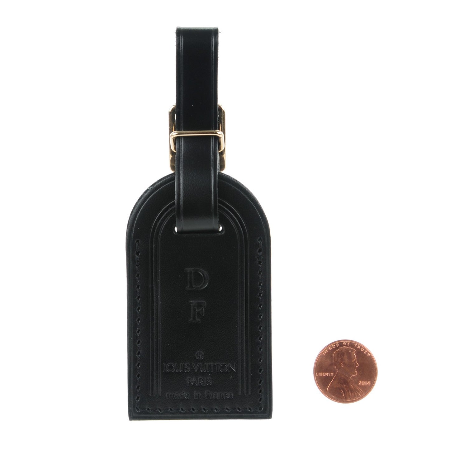 Calfskin Small Luggage Tag Black