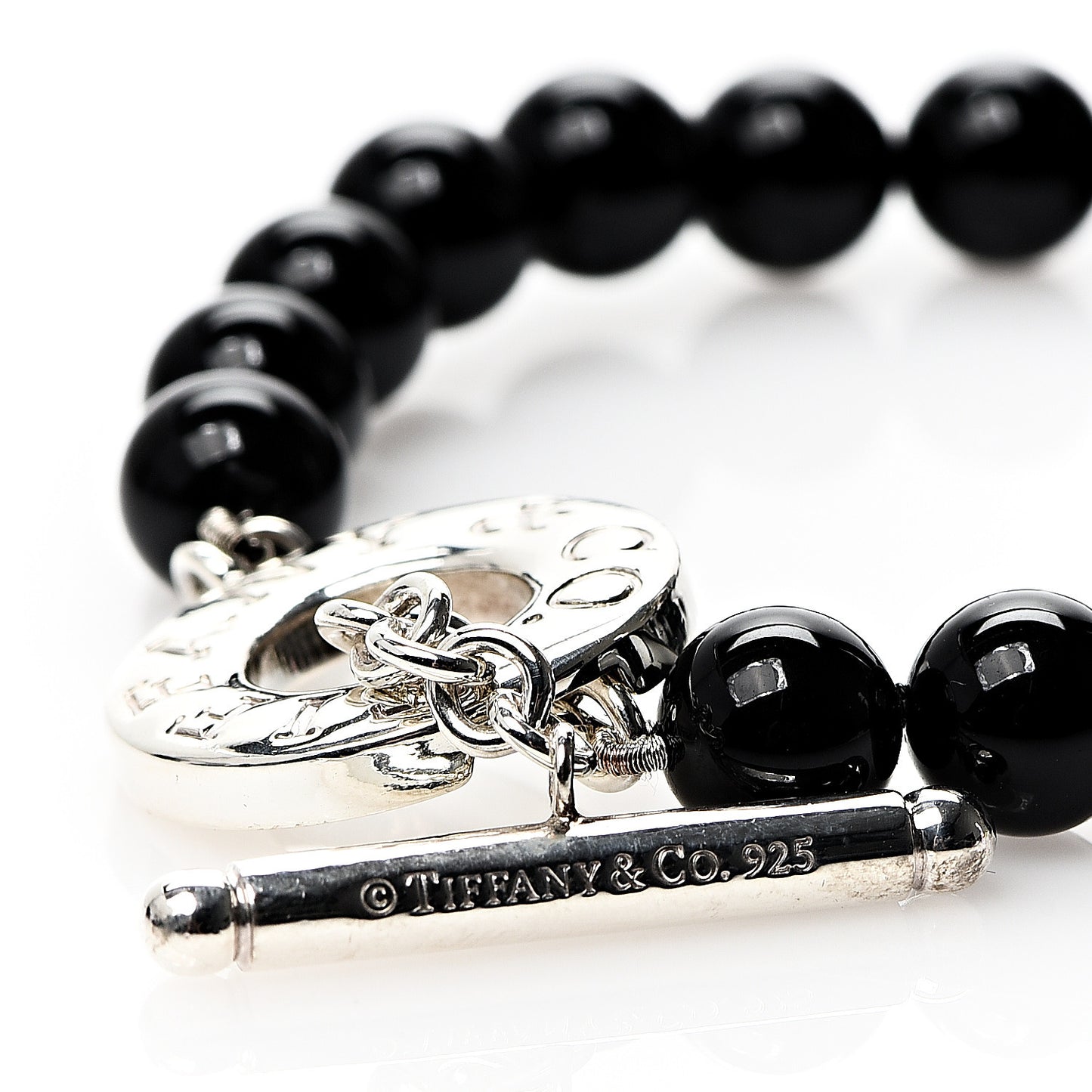 Sterling Silver Black Onyx Bead Toggle Bracelet