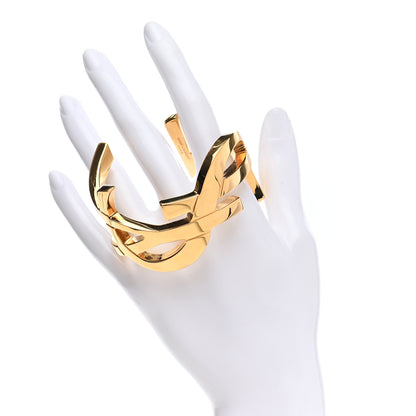 Saint Laurent Brass Monogram Small Cuff Bracelet Gold 2 of 4
