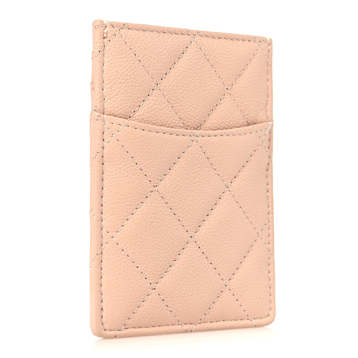 Caviar Quilted Vertical Card Holder  Light Pink