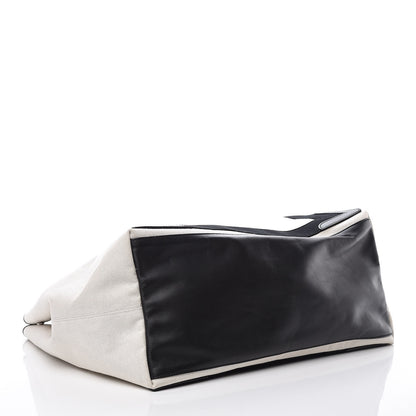 Balenciaga Cotton Canvas Calfskin M Navy Cabas Natural Black 4 of 9