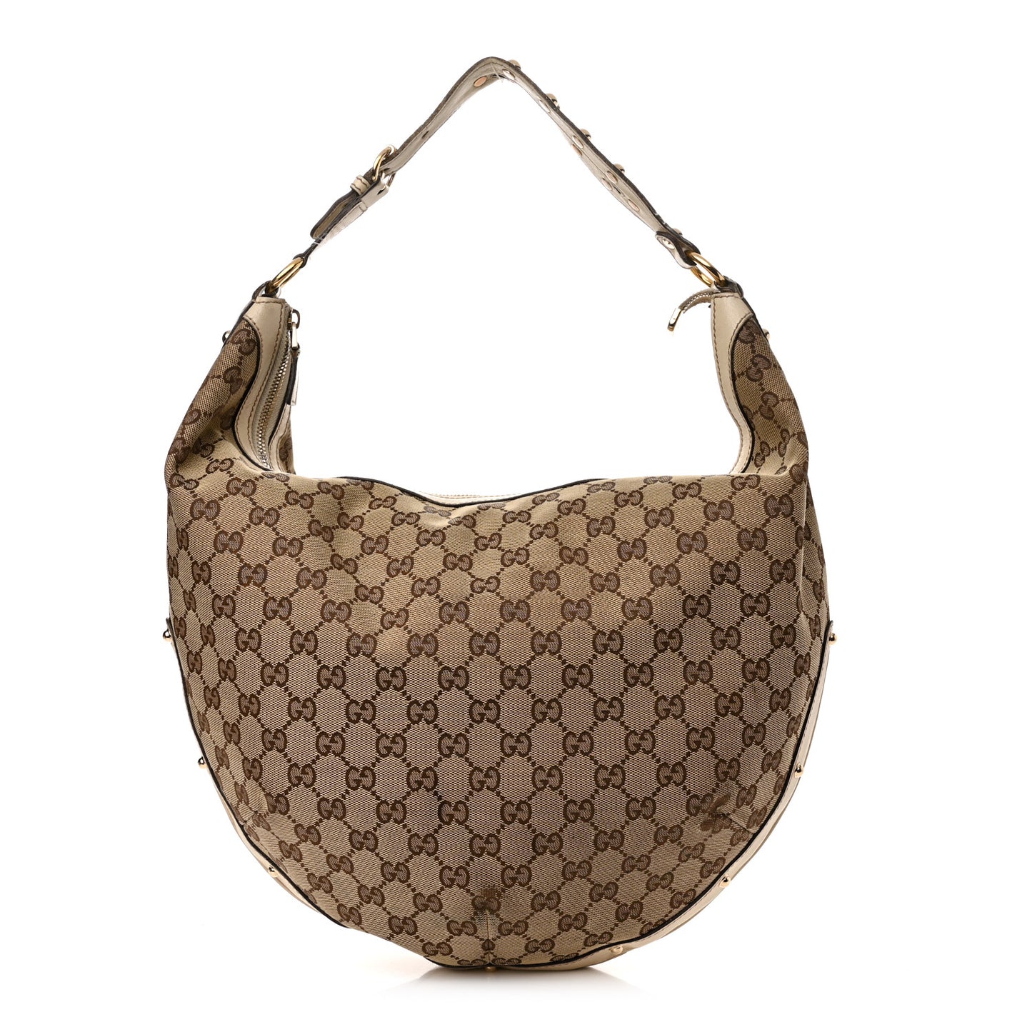 Monogram Large Biba Studded Hobo Off White