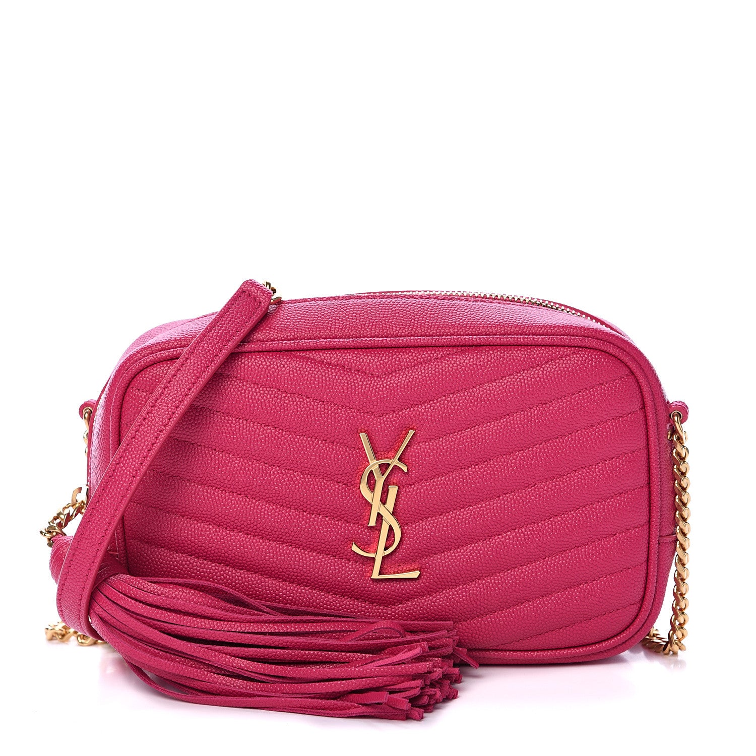 Saint Laurent Grain De Poudre Matelasse Monogram Mini Lou Camera Bag Fuchsia 1 of 9