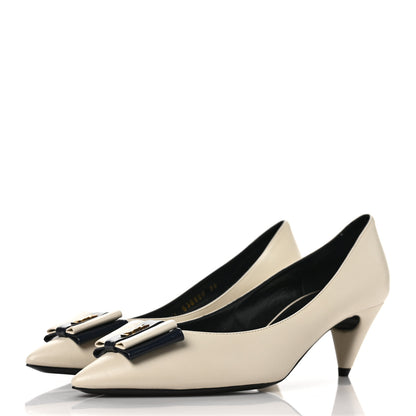 Saint Laurent Calfskin Bow Anais Pumps 35 White 4 of 11
