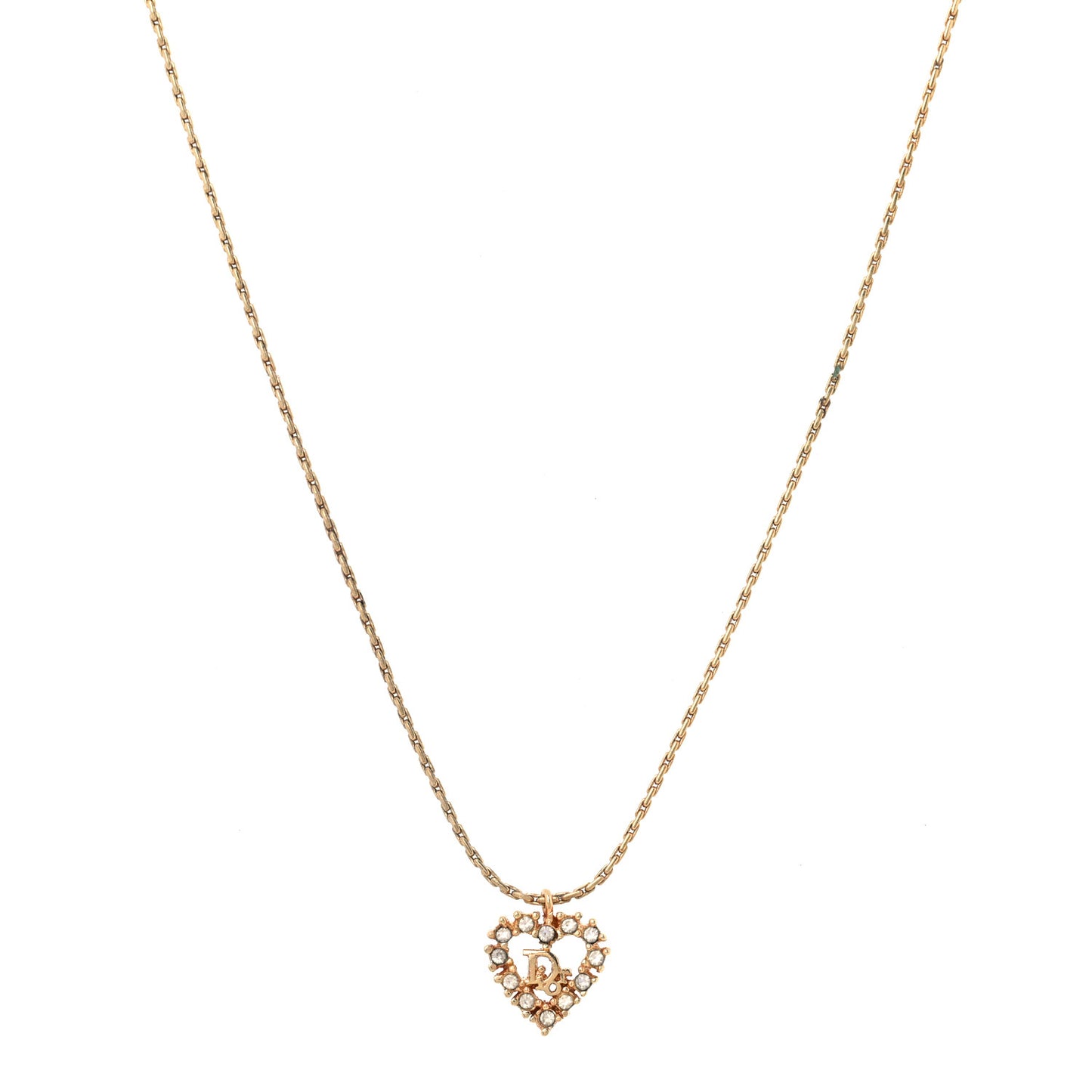 Crystal Heart Necklace Gold