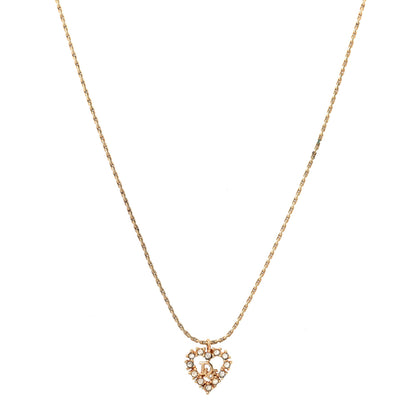 Christian Dior Crystal Heart Necklace Gold 1 of 5
