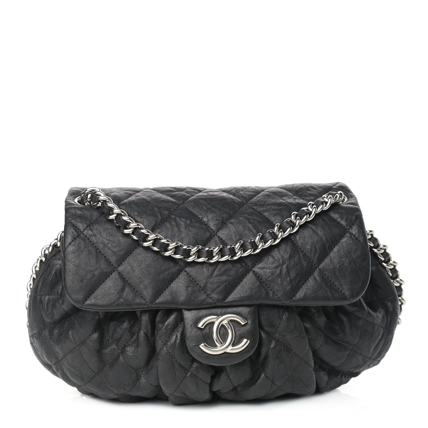 Chanel Washed Lambskin Quilted Medium Chain Around Messenger Black 1 of 9