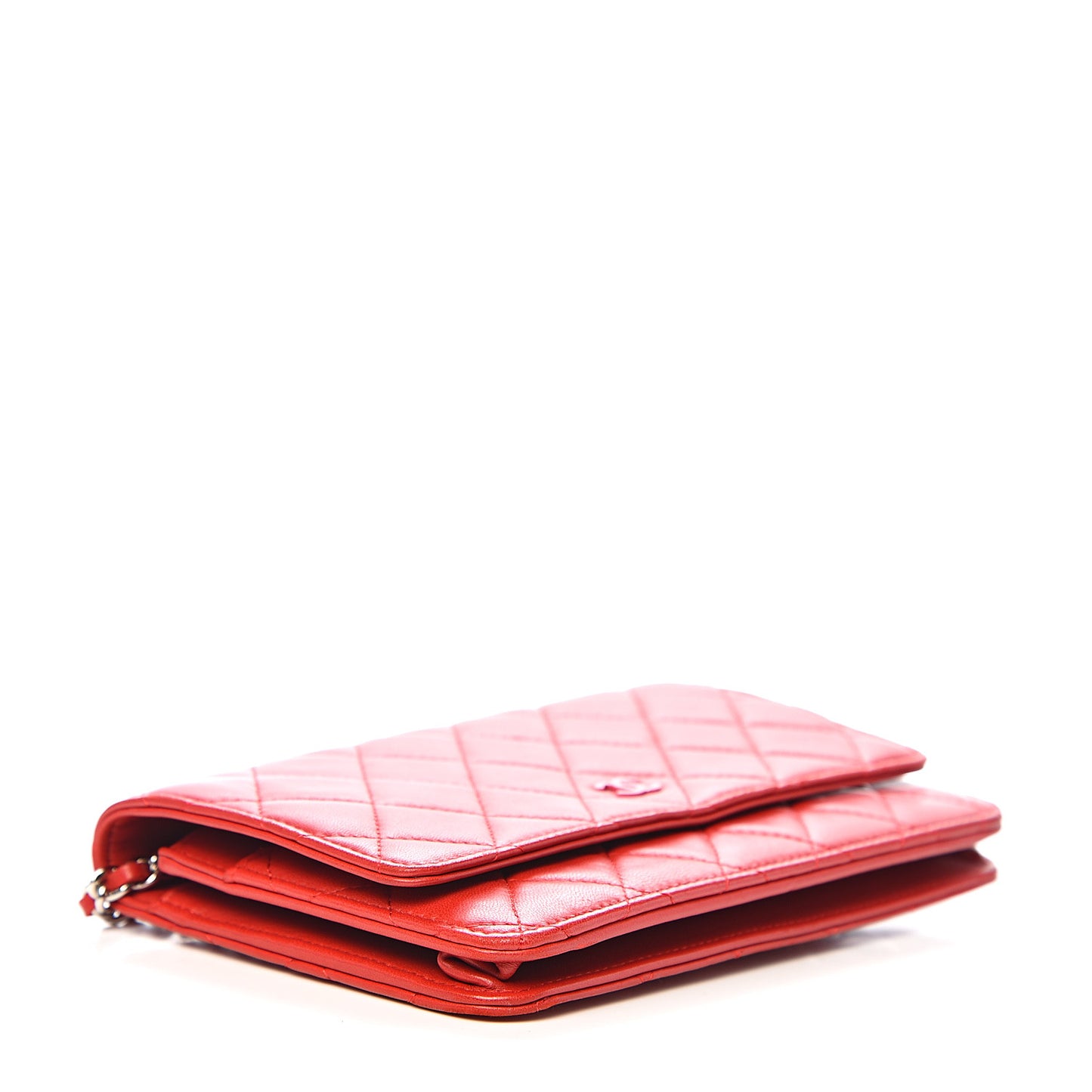 Lambskin Quilted Wallet On Chain WOC Red Pink