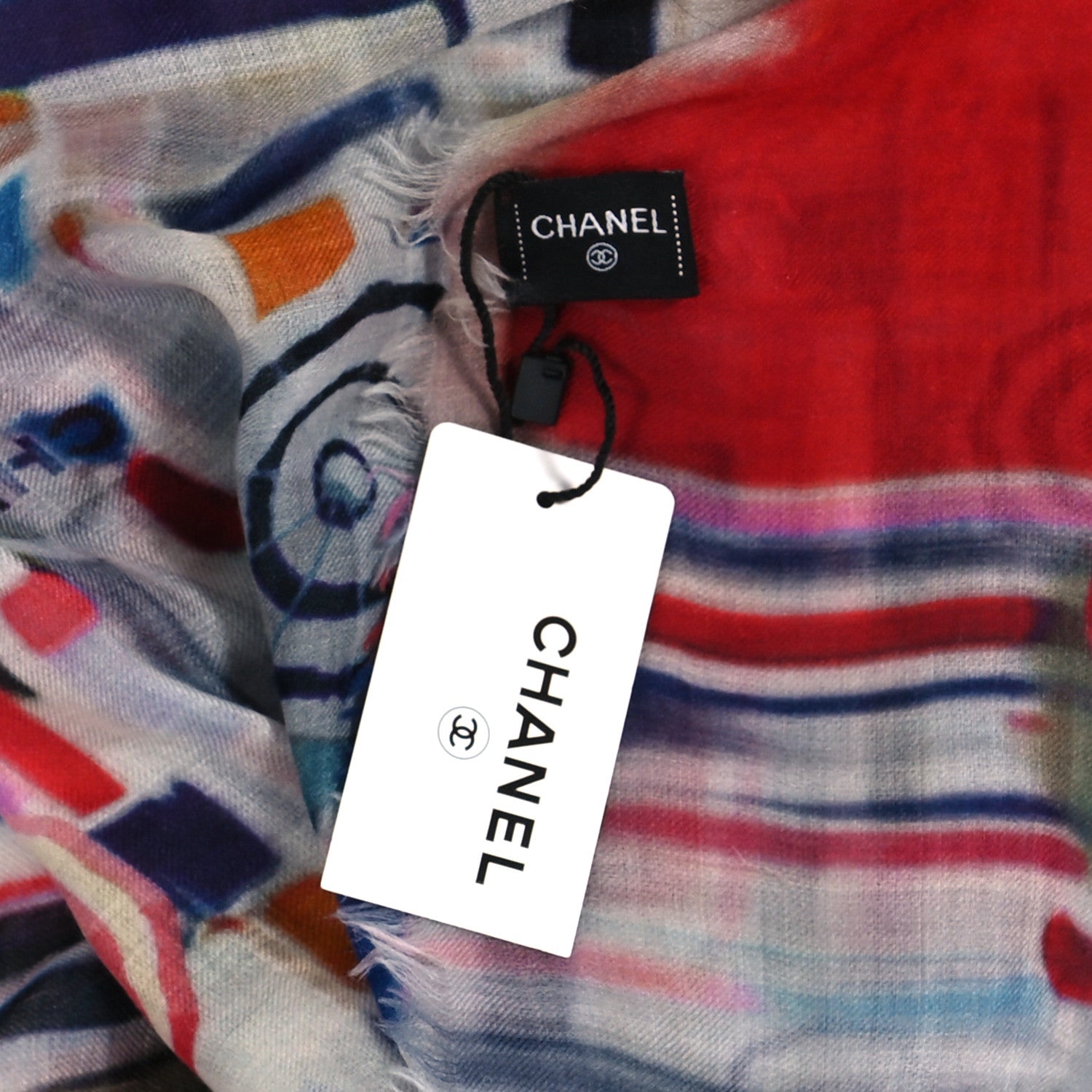 Chanel Cashmere CC Umbrella Stole Navy Multicolor 3 of 4