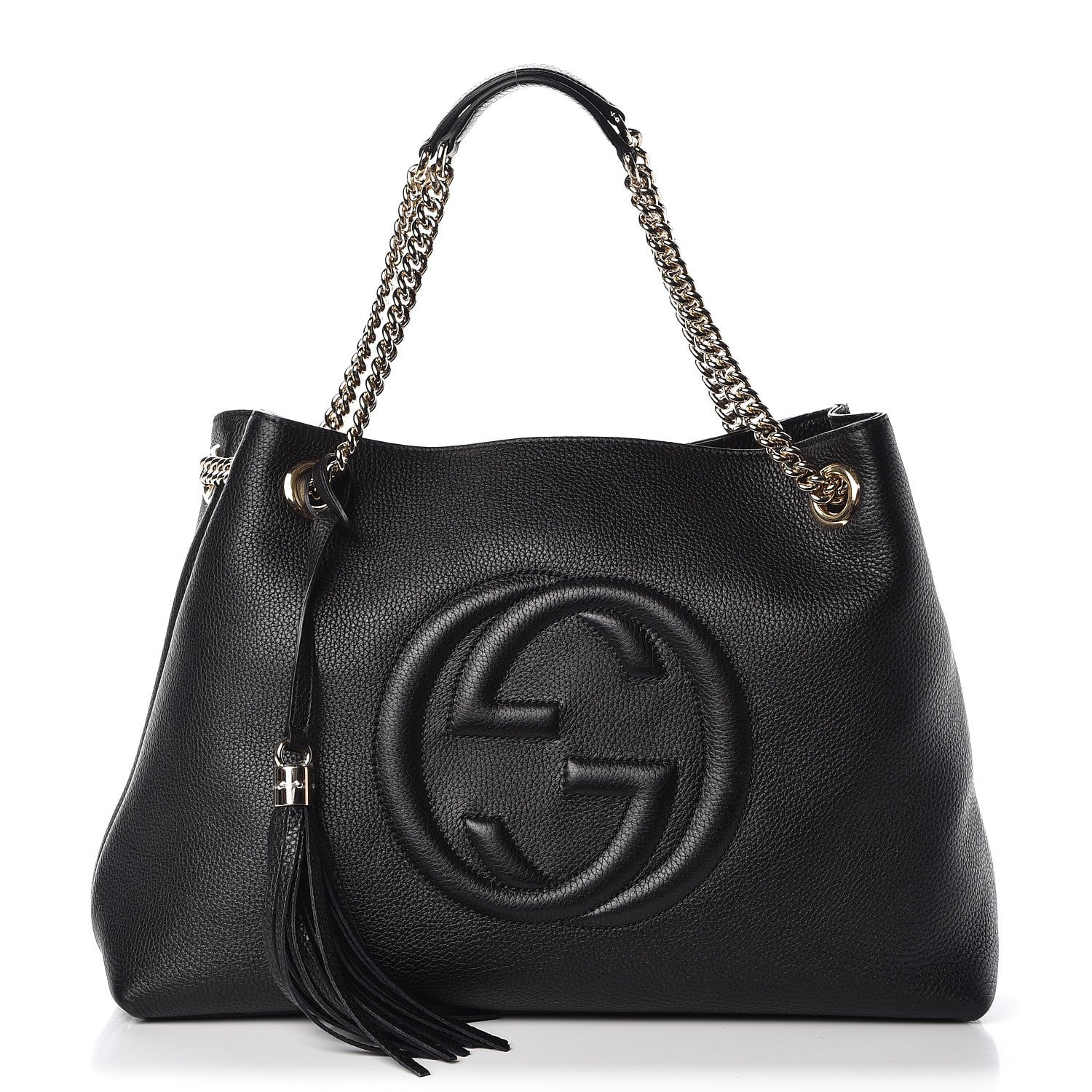 Gucci Pebbled Calfskin Medium Soho Chain Shoulder Bag Black 1 of 7