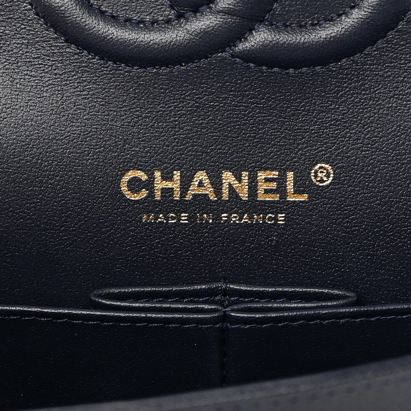 Caviar Quilted Medium Double Flap Dark Blue