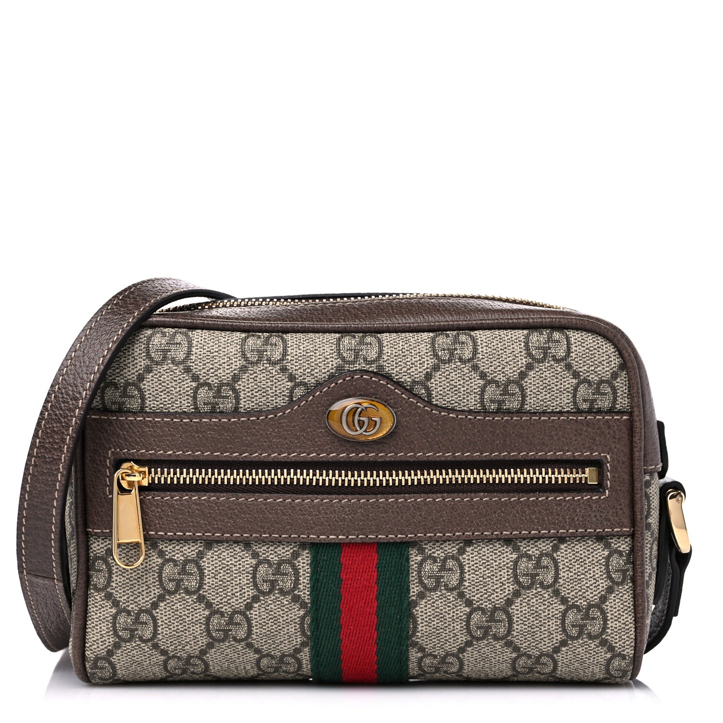 GG Supreme Monogram Web Mini Ophidia Shoulder Bag Brown