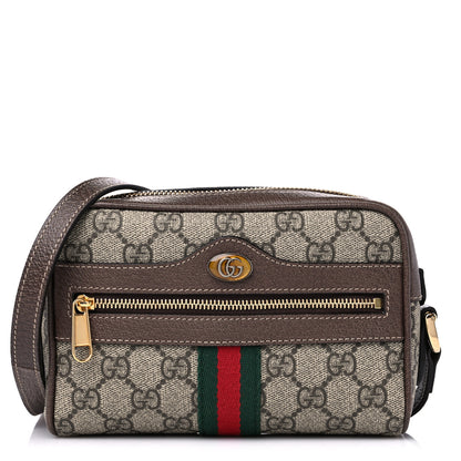 Gucci GG Supreme Monogram Web Mini Ophidia Shoulder Bag Brown 1 of 11