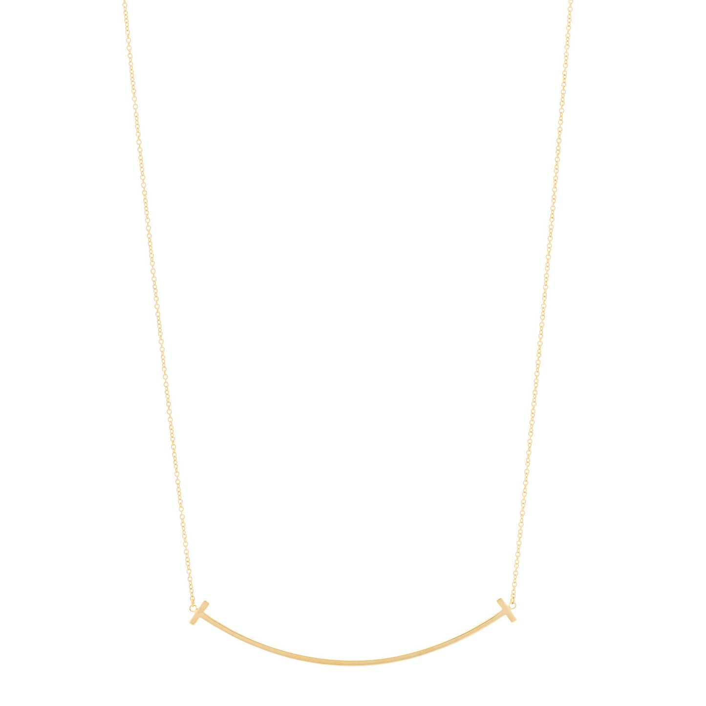 18K Yellow Gold Large T Smile Pendant Necklace