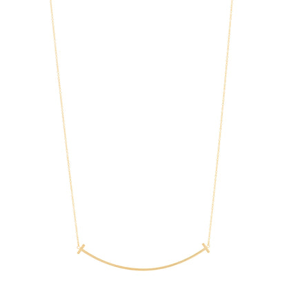 Tiffany 18K Yellow Gold Large T Smile Pendant Necklace 1 of 5