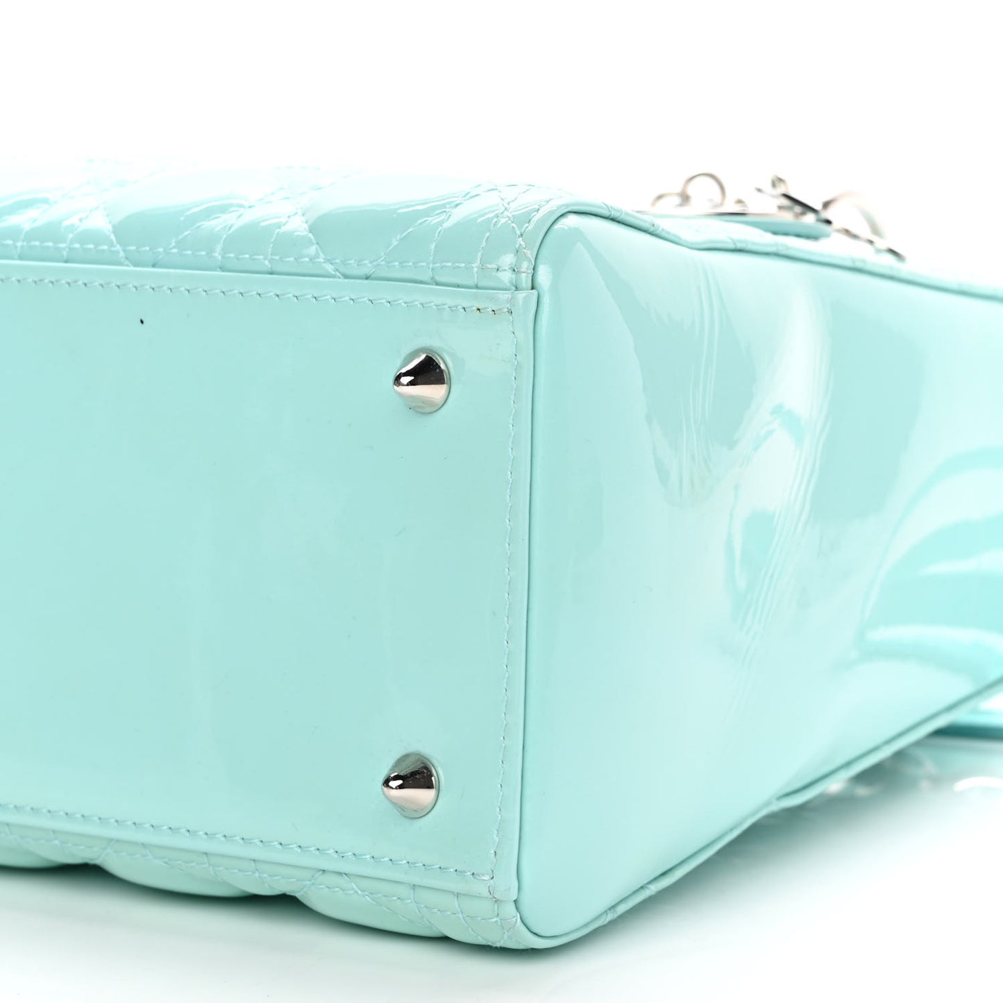 Patent Cannage Medium Lady Dior Light Blue