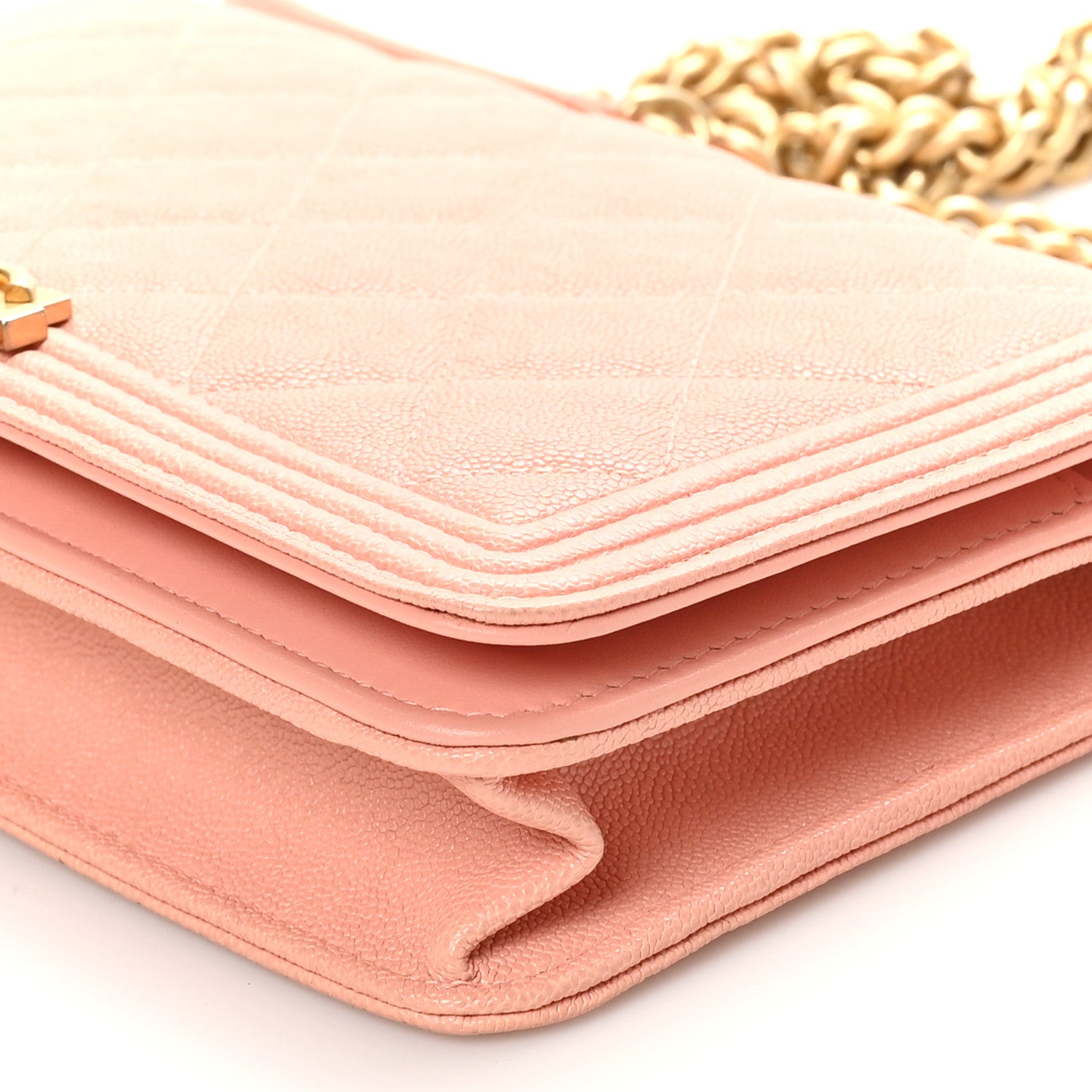 Chanel Caviar Quilted Boy Wallet On Chain WOC Pink 10 of 11
