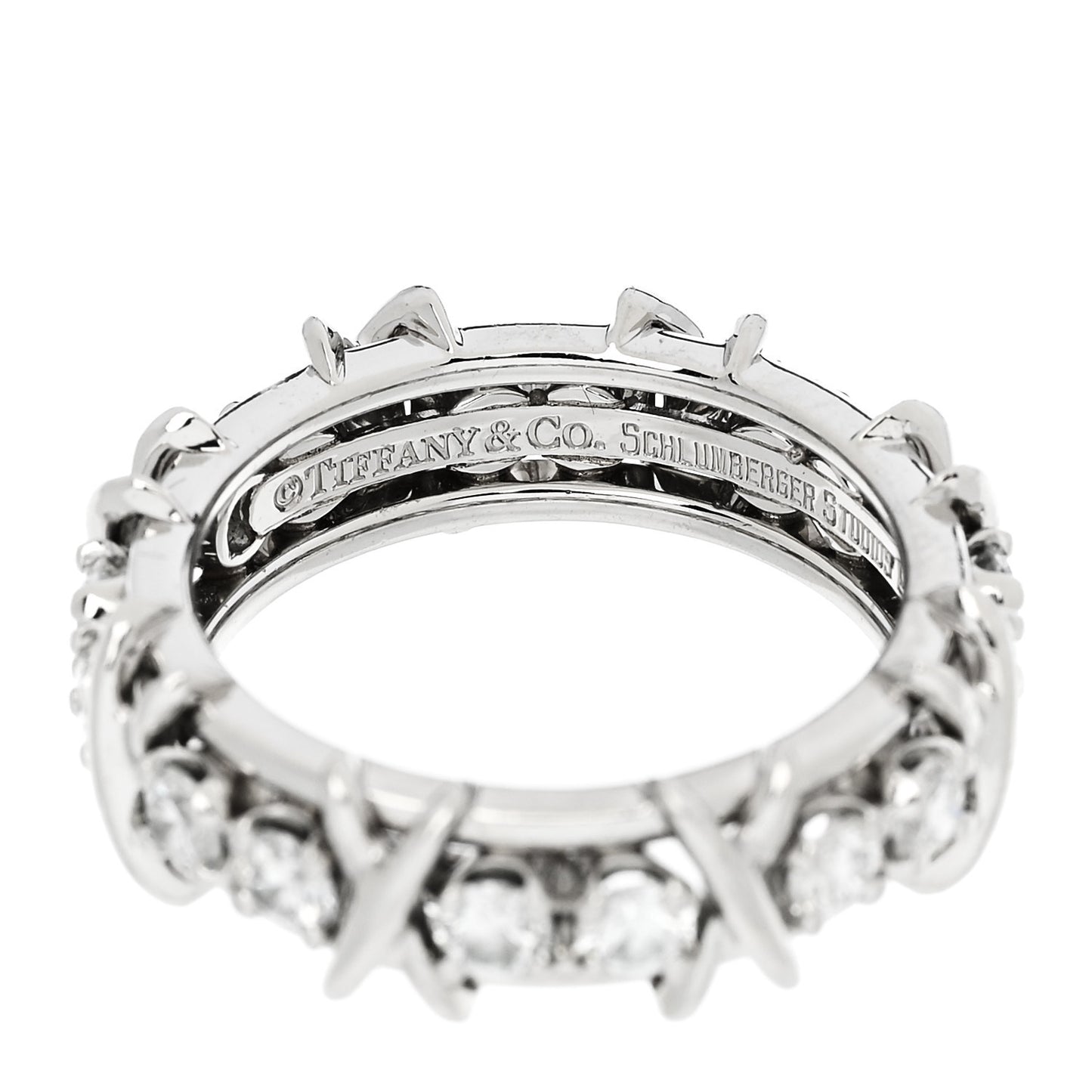 Platinum Diamond Schlumberger Sixteen Stone Ring 53 6.5
