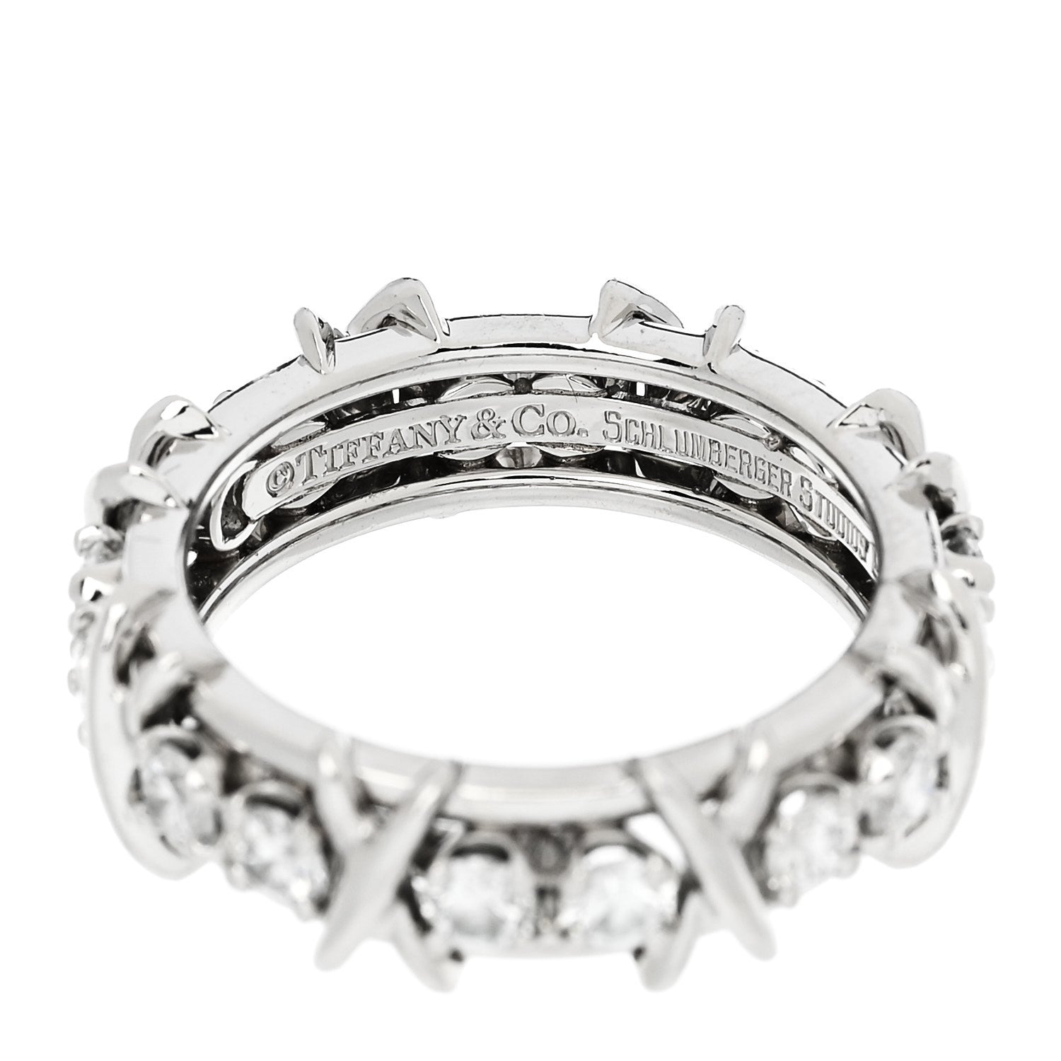 Tiffany Platinum Diamond Schlumberger Sixteen Stone Ring 53 6.5 4 of 5