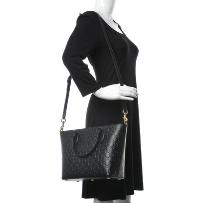 Gucci Guccissima Small Zippered Bucket Tote Black 2 of 8