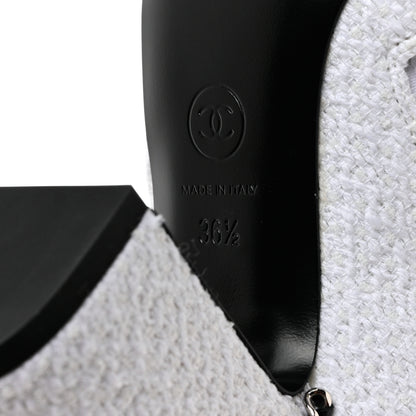 Chanel Tweed Cap Toe CC Ankle Boots 36.5 White Black 8 of 9