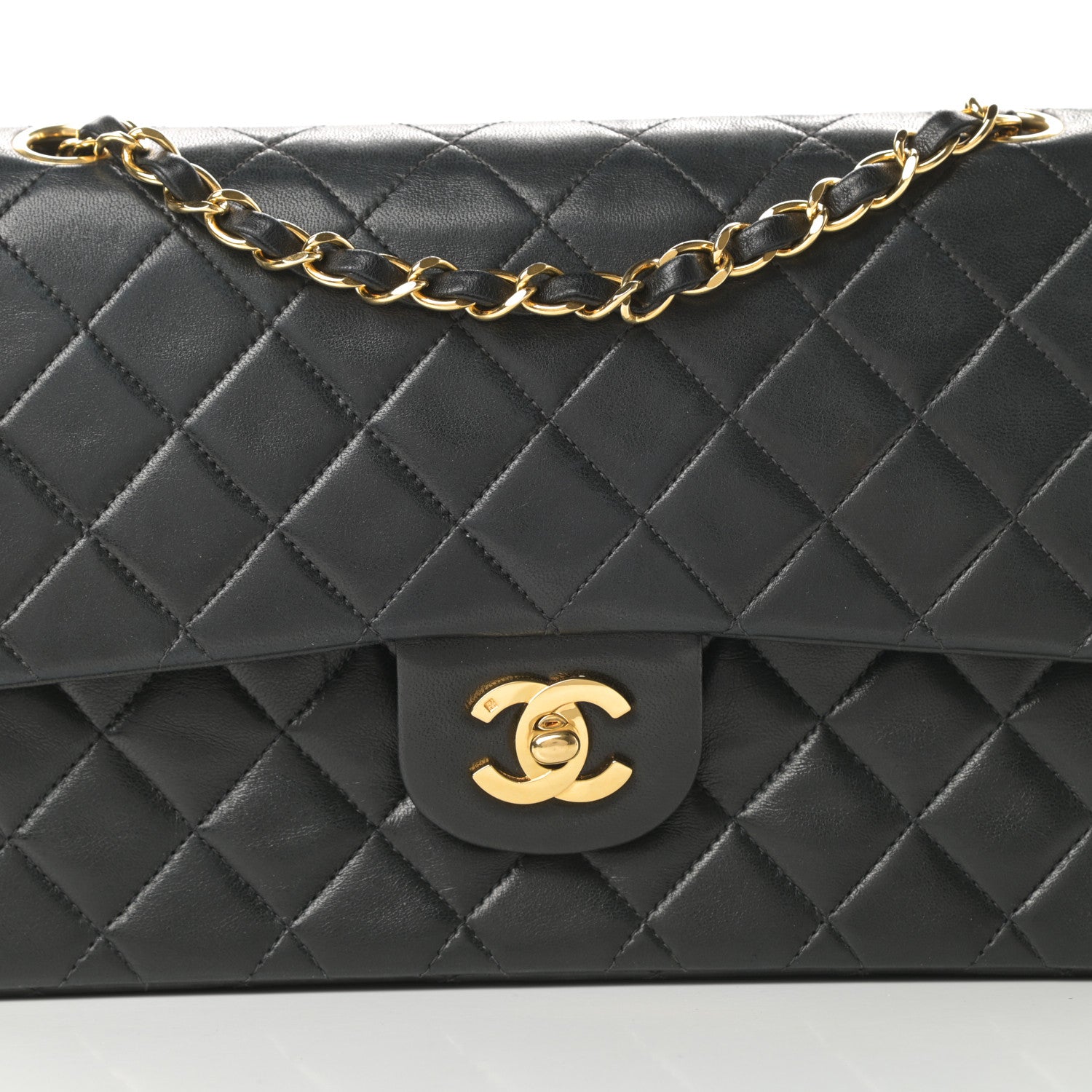 Chanel Lambskin Quilted Medium Double Flap Black 8 of 20