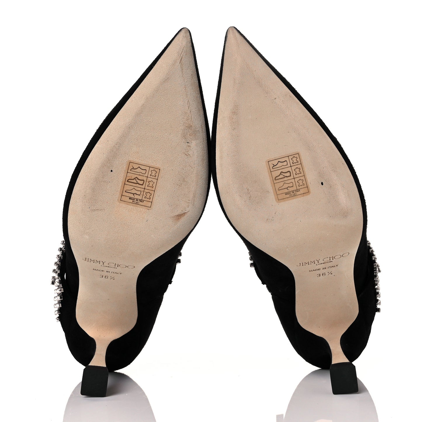 Suede Crystal Kaza 90 Booties 36.5 Black