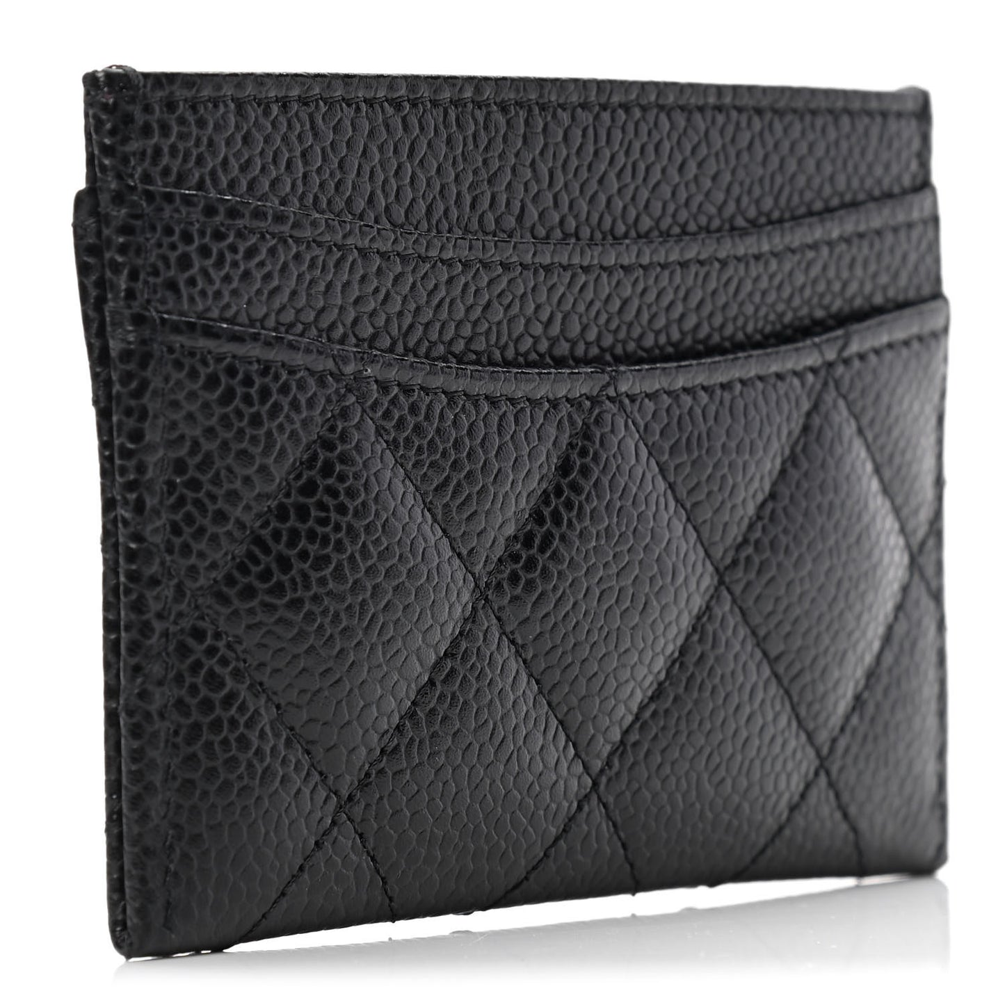 Caviar Quilted Card Holder Black