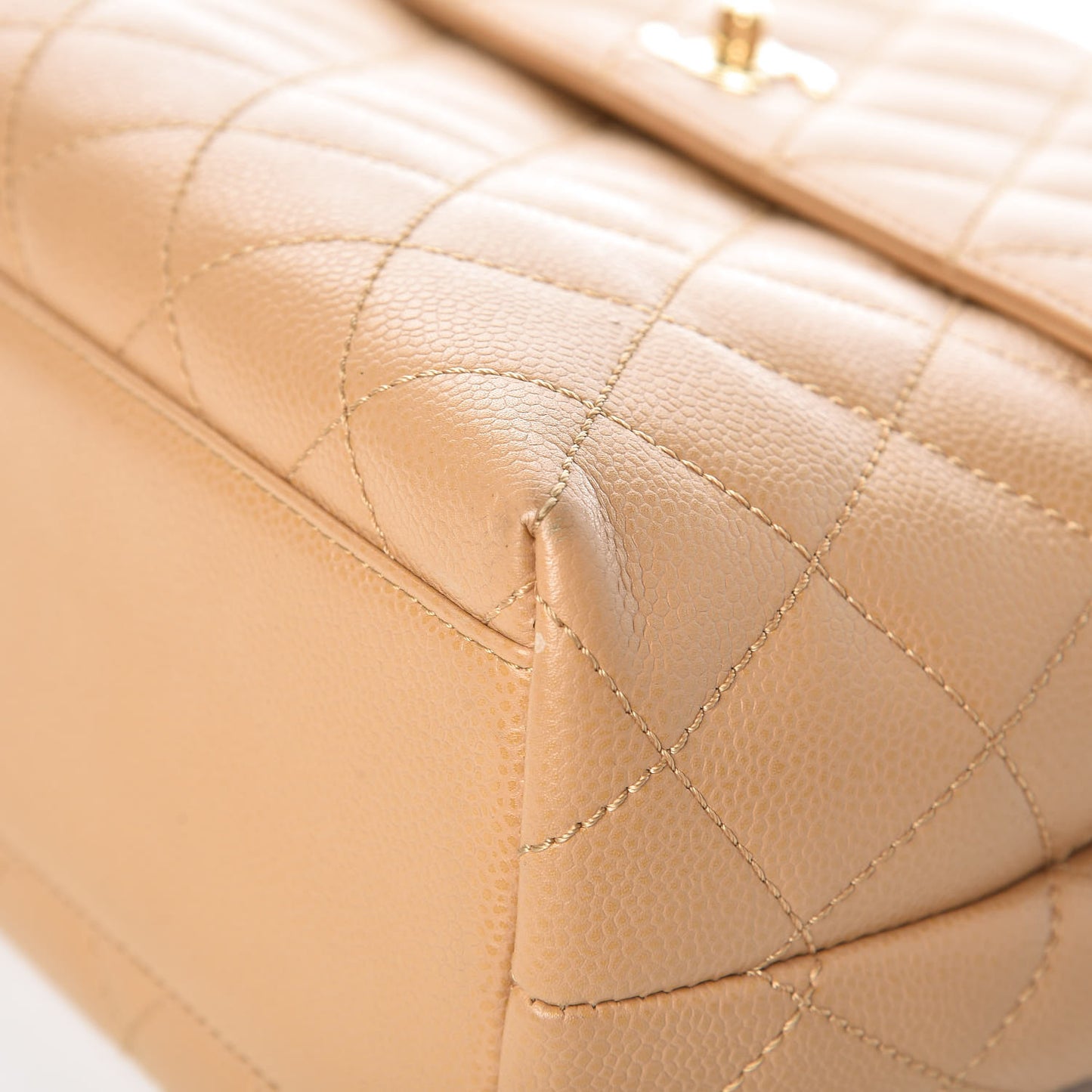Caviar Quilted Jumbo Kelly Flap Beige