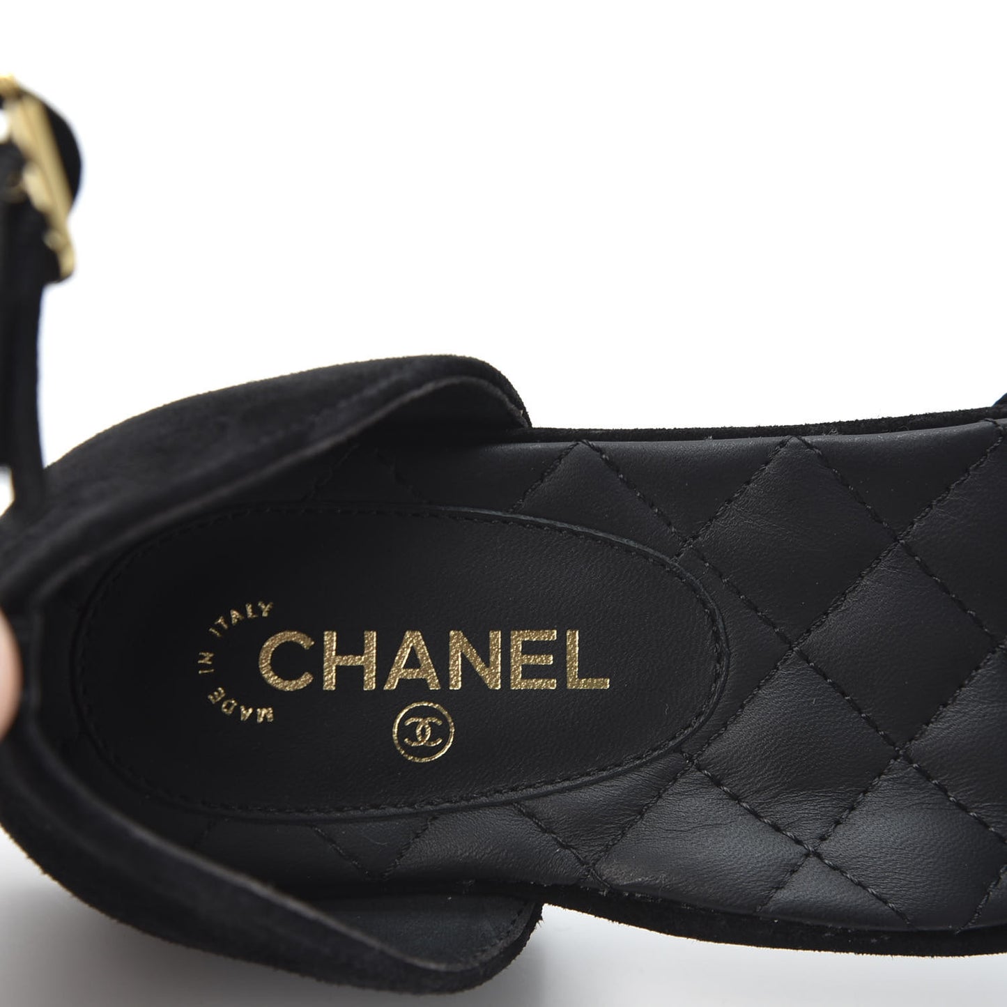 Suede Grosgrain Cap Toe CC Slingback Sandals 37 Black