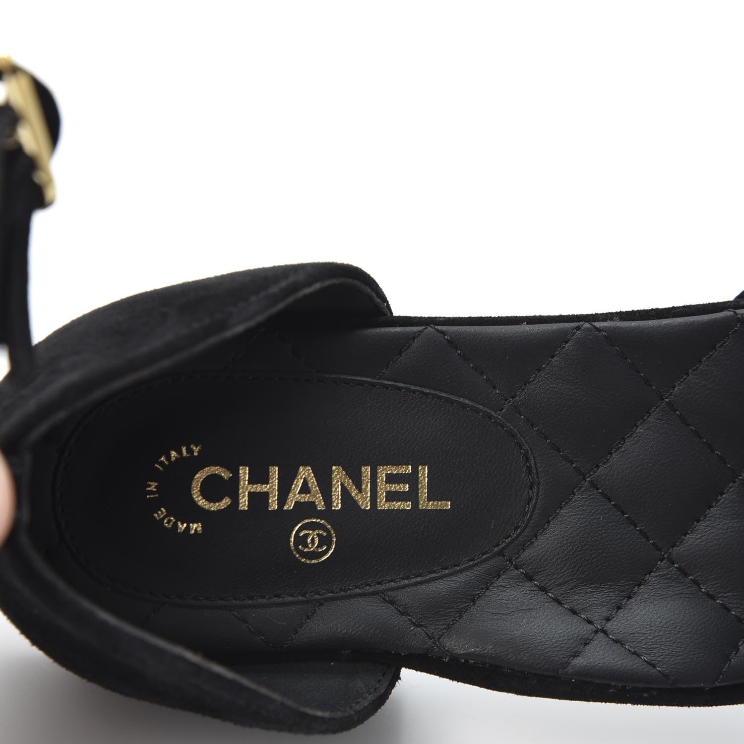 Chanel Suede Grosgrain Cap Toe CC Slingback Sandals 37 Black 7 of 11