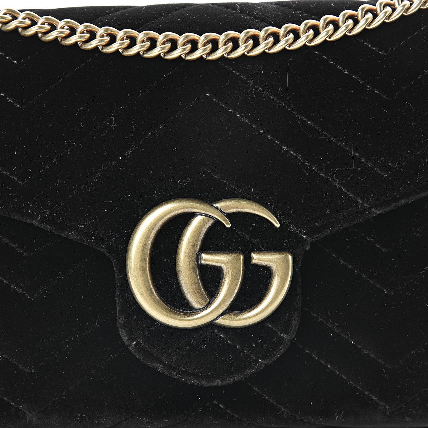 Velvet Matelasse GG Marmont Chain Wallet Black
