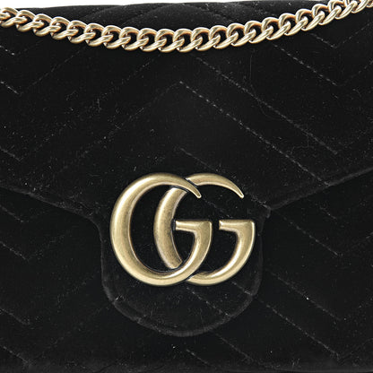 Gucci Velvet Matelasse GG Marmont Chain Wallet Black 7 of 12