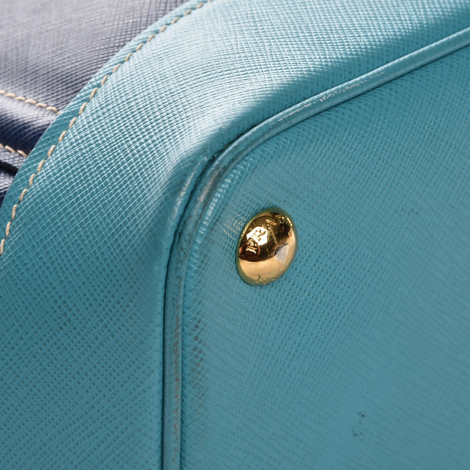 Prada Saffiano Bi-Color Tote Bleuette Turchese 11 of 12