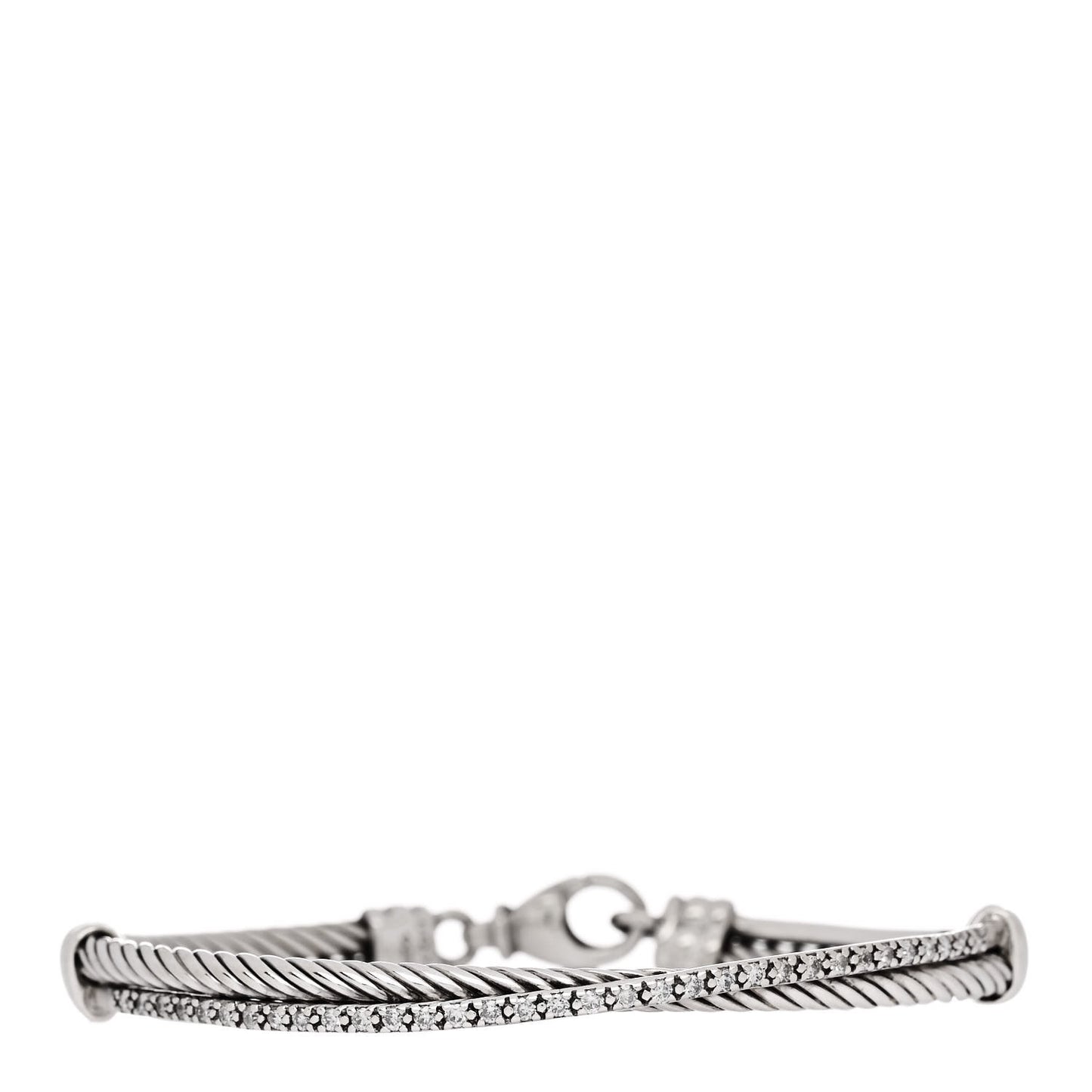 Sterling Silver Diamond 3mm Crossover Bracelet