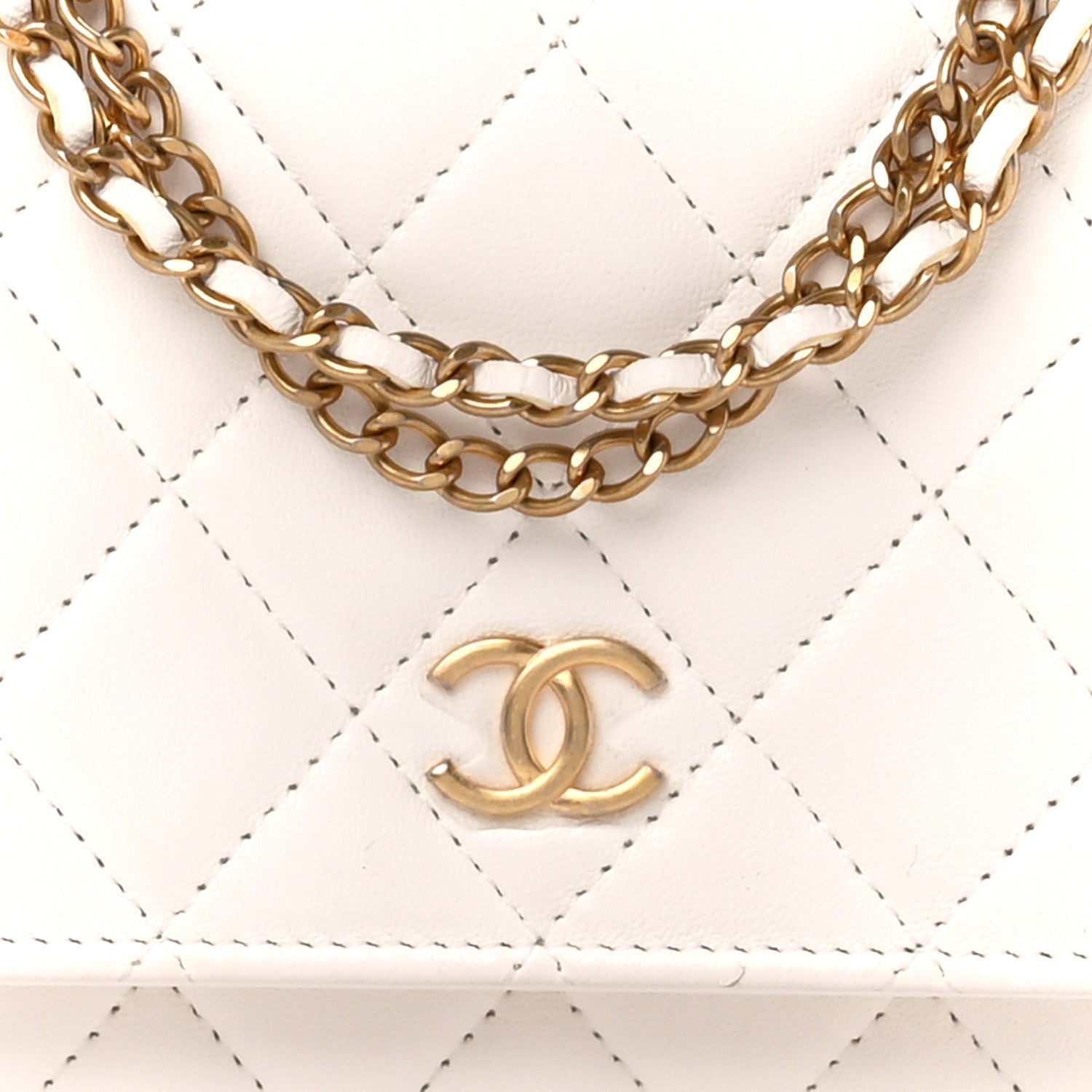 Chanel Lambskin Quilted Enamel Wallet On Chain WOC White 9 of 12