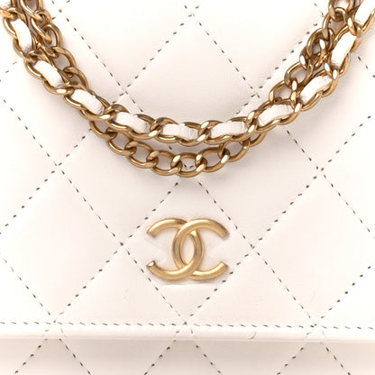 Chanel Lambskin Quilted Enamel Wallet On Chain WOC White 9 of 12