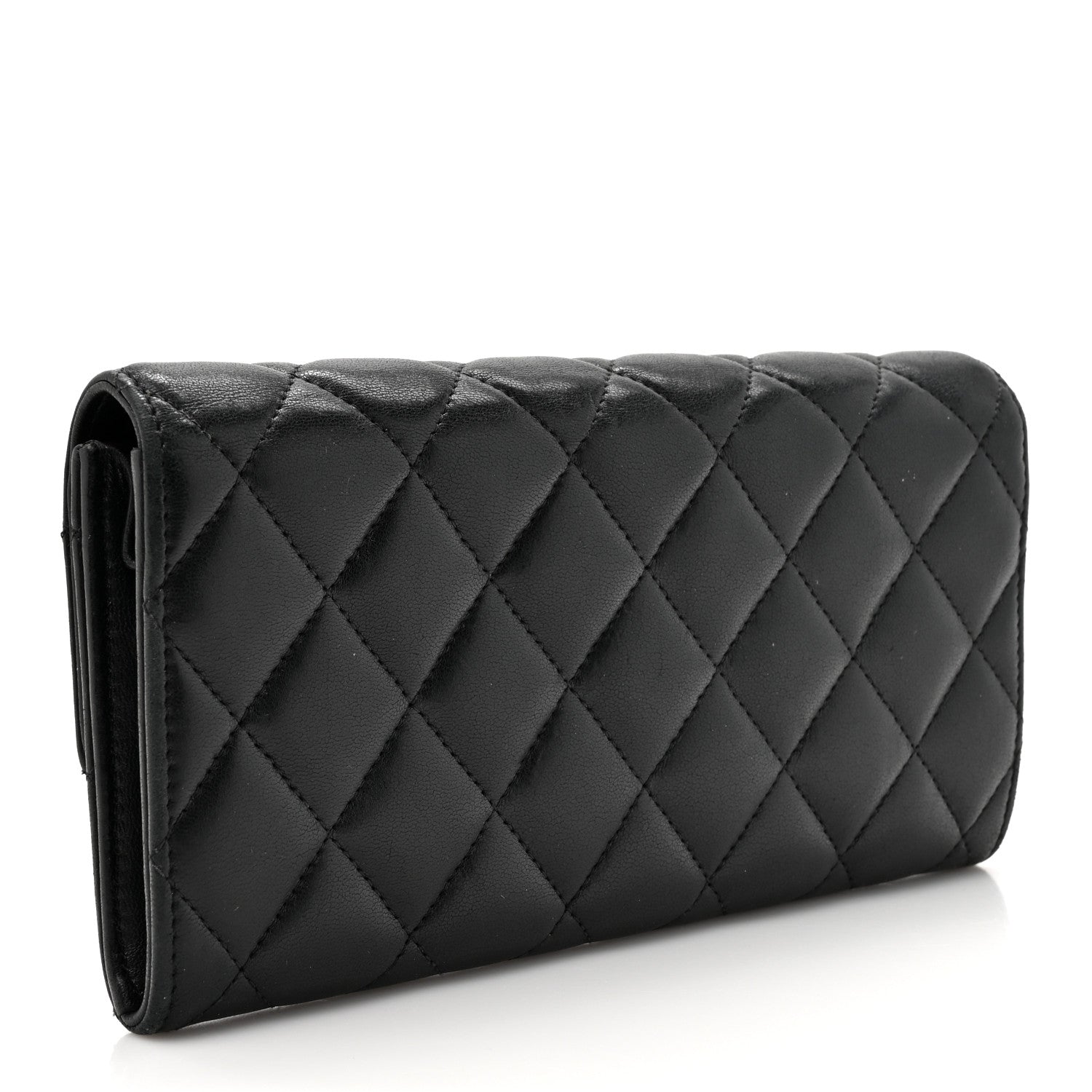 Chanel Lambskin Quilted Large Gusset Flap Wallet Black 3 of 19