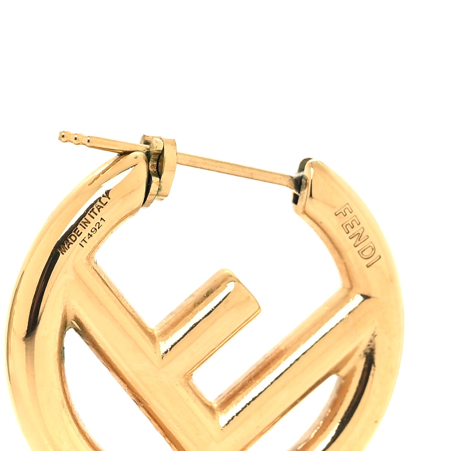 Fendi Metal FF Hoop Earrings Gold 4 of 5