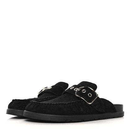 Hermes Suede Calfskin Go Mules 37.5 Black 4 of 9