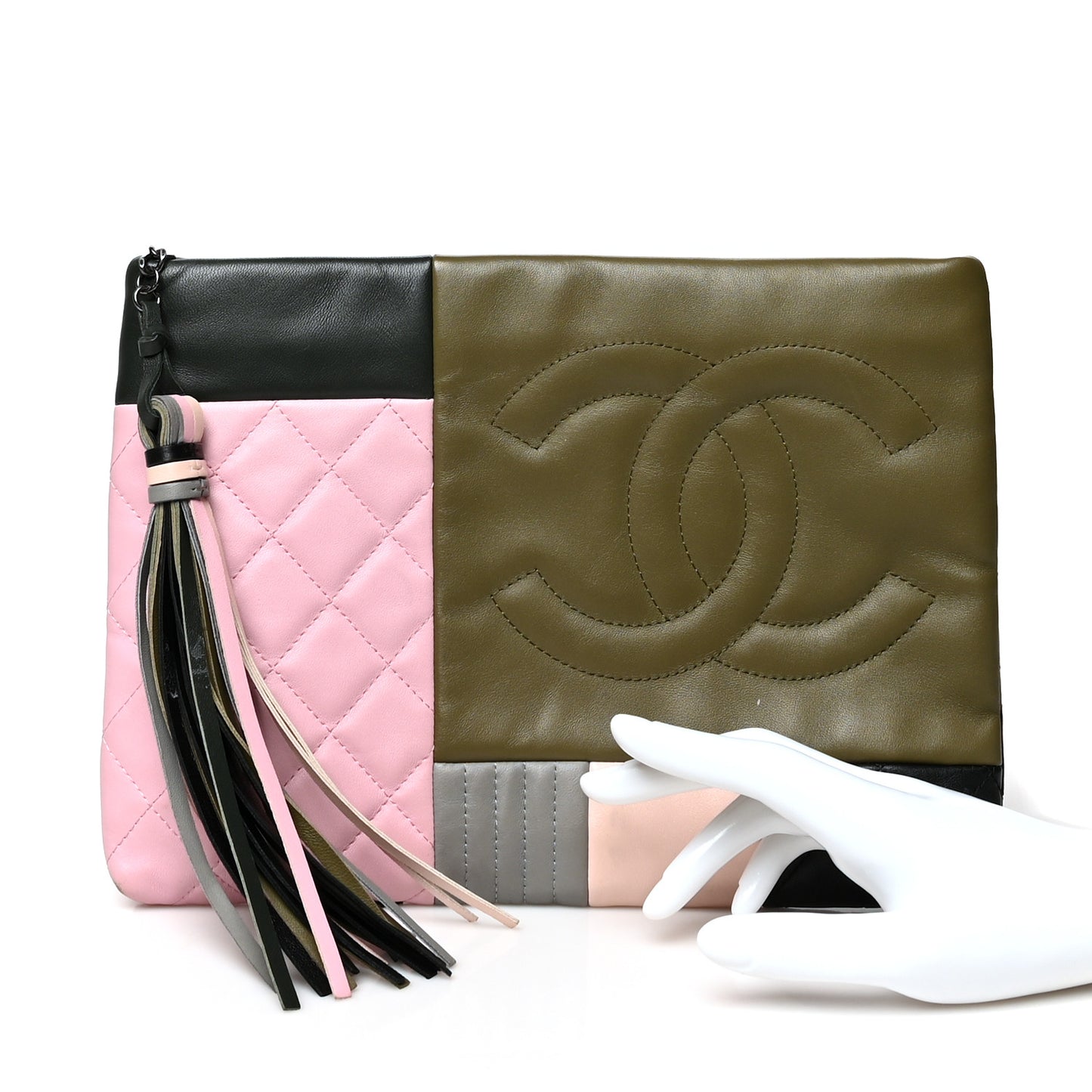 Lambskin Patchwork Large Cosmetic Case Multicolor