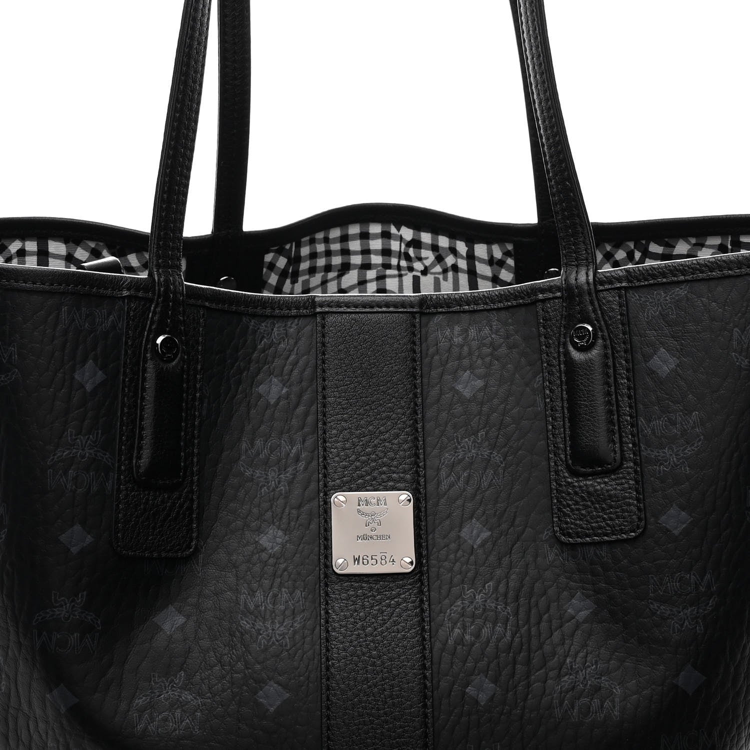 MCM Visetos Medium Liz Reversible Shopper Tote Black 10 of 16