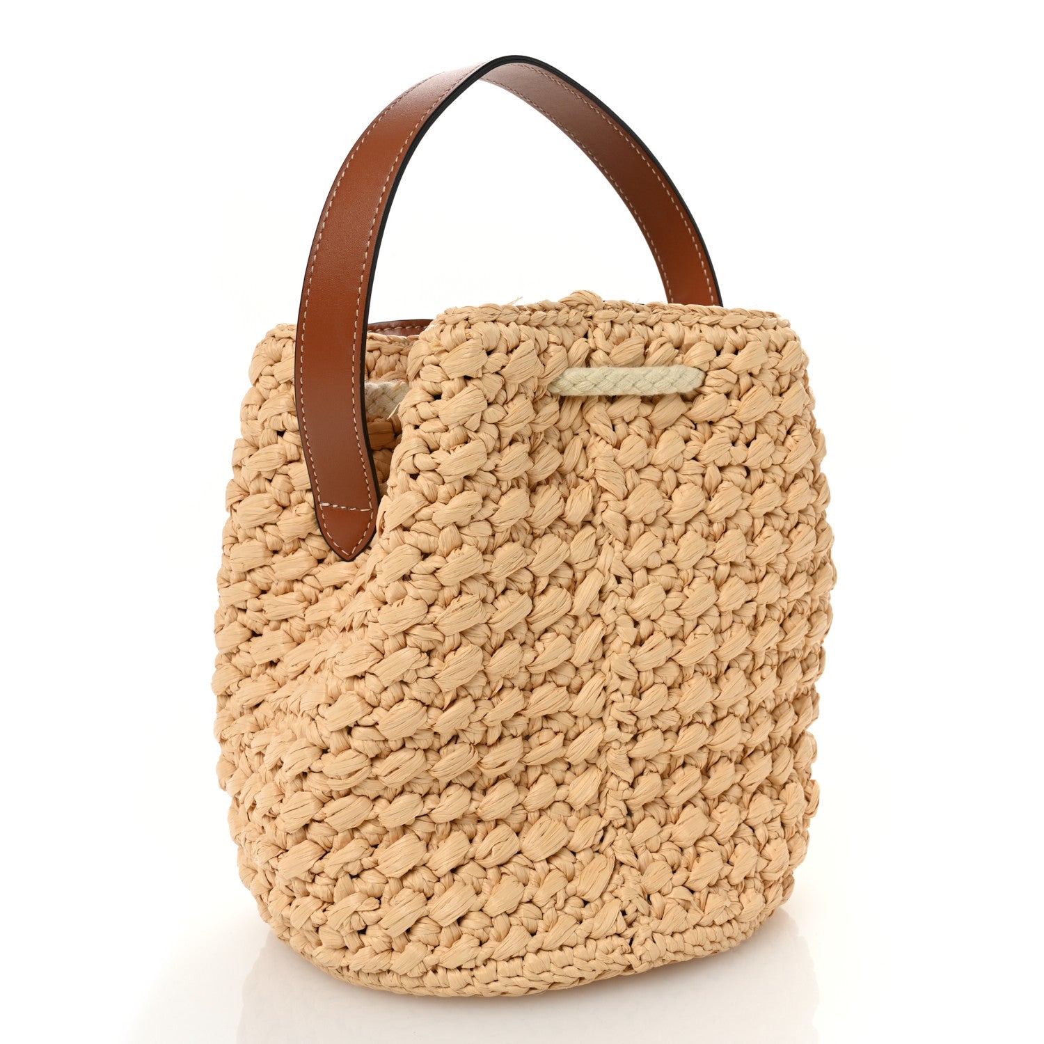 Celine Raffia Calfskin Drawstring Teen Natural Tan 3 of 11