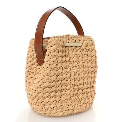 Celine Raffia Calfskin Drawstring Teen Natural Tan 3 of 11