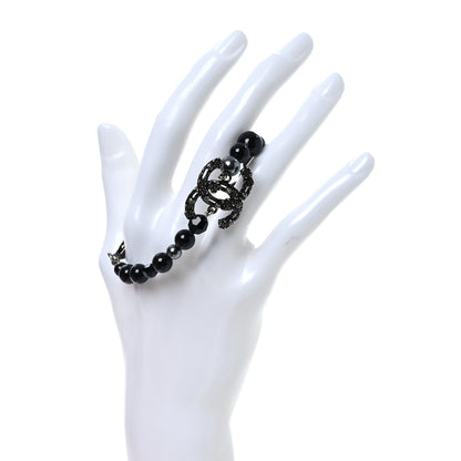 Chanel Pearl Crystal CC Camellia Bracelet Ruthenium Black 2 of 6
